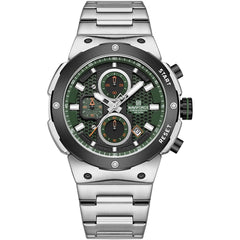 Naviforce NF8072-S-GN-S Men's Multifunction Watch – Green Dial & Silver Steel Strap