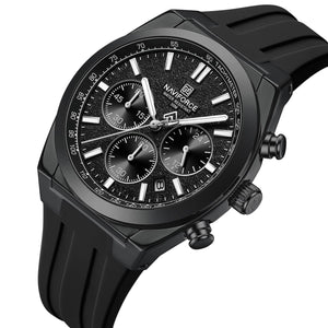 Naviforce NF8080-B-B-B Men's Chronograph Watch – Black Dial & Black Rubber Strap – view 2