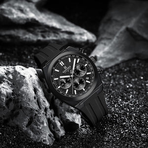 Naviforce NF8080-B-B-B Men's Chronograph Watch – Black Dial & Black Rubber Strap – view 4
