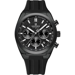 Naviforce NF8080-B-B-B Men's Chronograph Watch – Black Dial & Black Rubber Strap