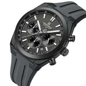 Naviforce NF8080-B-GY-GY Men's Chronograph Watch – Gray Dial & Gray Rubber Strap – view 2