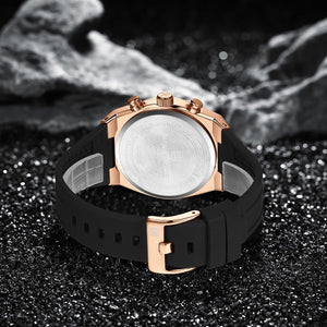 Naviforce NF8080-RG-B-B Men's Chronograph Watch – Rose Gold Case, Black Dial & Black Rubber Strap – view 5