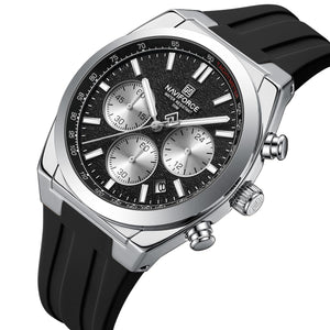 Naviforce NF8080-S-B-B Men's Chronograph Watch – Black Dial & Black Rubber Strap – view 2