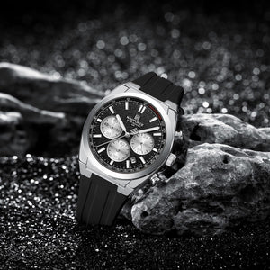 Naviforce NF8080-S-B-B Men's Chronograph Watch – Black Dial & Black Rubber Strap – view 3