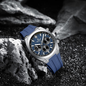 Naviforce NF8080-S-BE-BE Men's Chronograph Watch – Blue Dial & Blue Rubber Strap – view 4