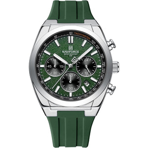 Naviforce NF8080-S-GN-GN Men's Chronograph Watch – Green Dial & Green Rubber Strap