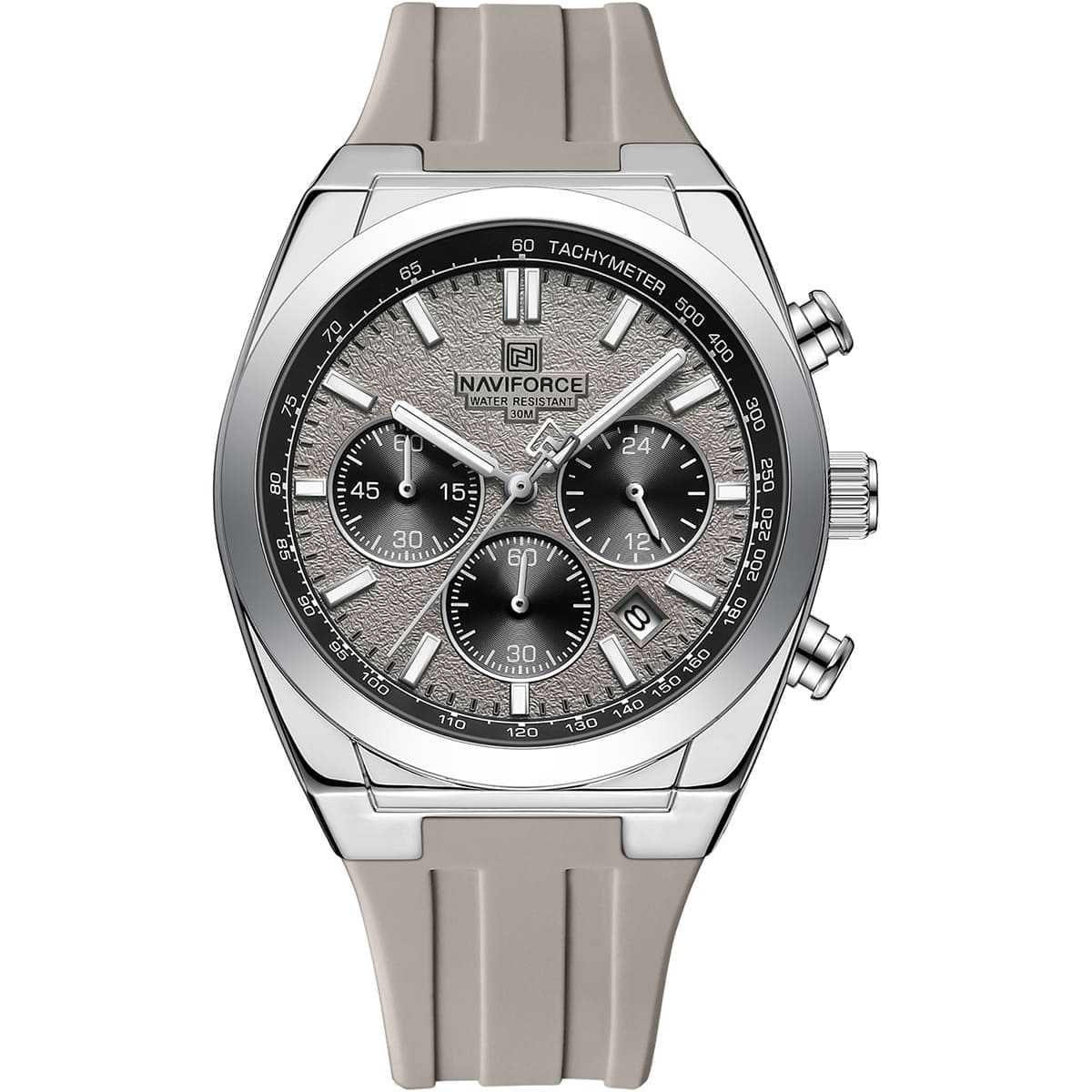 Naviforce NF8080-S-GY-GY Men's Chronograph Watch – Gray Dial & Gray Rubber Strap
