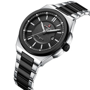 Naviforce NF9212-S-B Men's Watch – Black Dial & Silver-Black Steel Strap – view 2