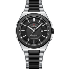 Naviforce NF9212-S-B Men's Watch – Black Dial & Silver-Black Steel Strap