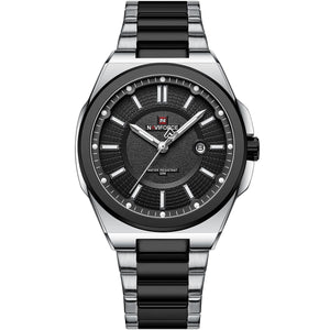 Naviforce NF9212-S-B Men's Watch – Black Dial & Silver-Black Steel Strap