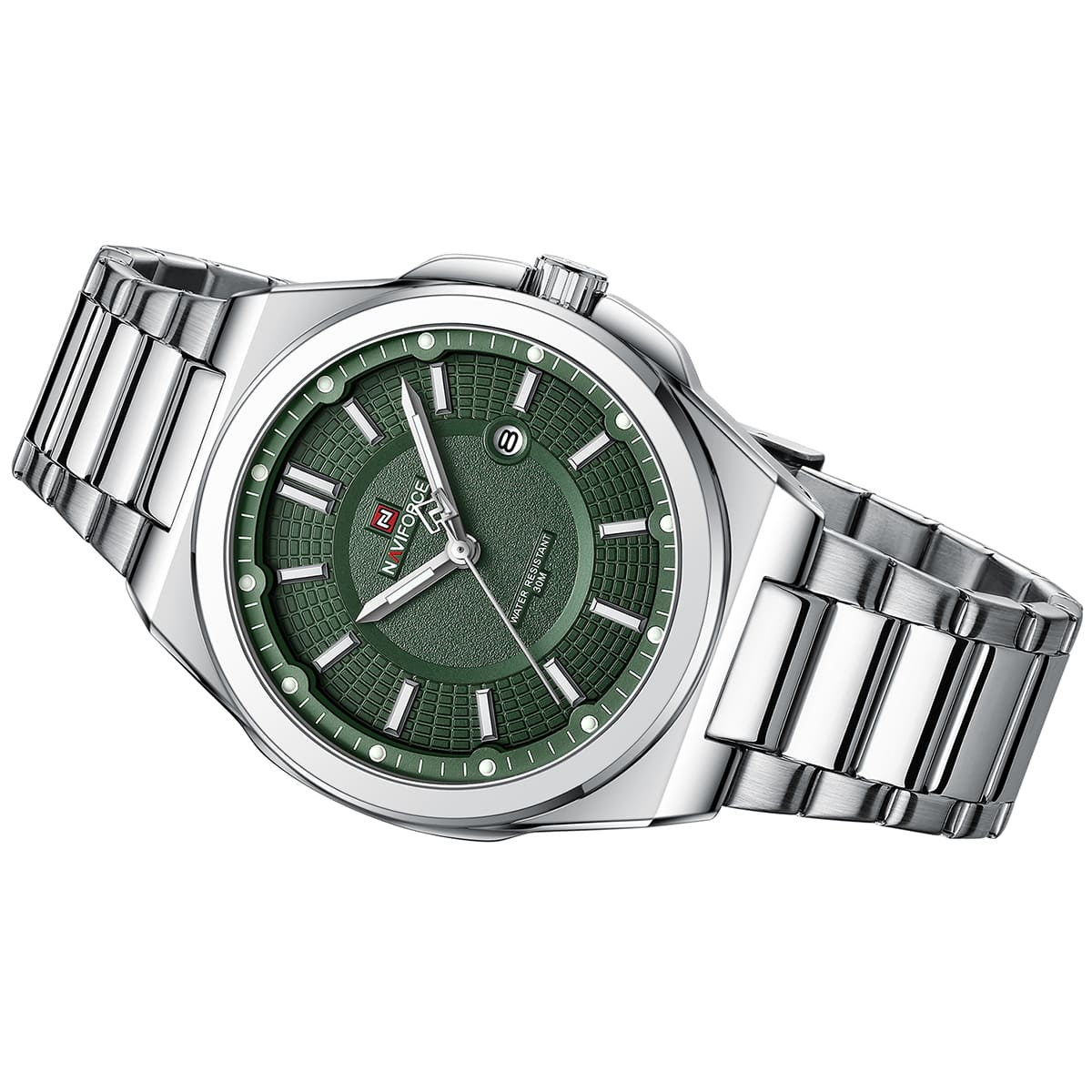 Naviforce NF9212-S-GN Men's Watch – Green Dial & Silver Steel Strap – view 4