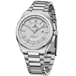 Naviforce NF9212-S-W Men's Watch – White Dial & Silver Steel Bracelet – view 3