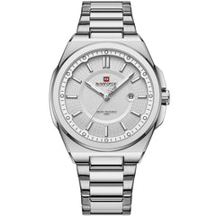 Naviforce NF9212-S-W Men's Watch – White Dial & Silver Steel Bracelet