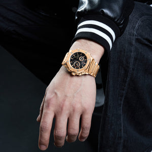Naviforce NF9216S-RG-B Men's Round Digital-Analog Watch – Rose Gold Case, Black Dial & Rose Gold Metal Strap – view 4