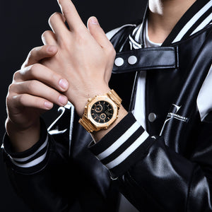 Naviforce NF9216S-RG-B Men's Round Digital-Analog Watch – Rose Gold Case, Black Dial & Rose Gold Metal Strap – view 7