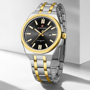 Naviforce NF9226-S-B-G Men's Business Watch – Black Dial & Silver-Gold Two-Tone Bracelet – view 3