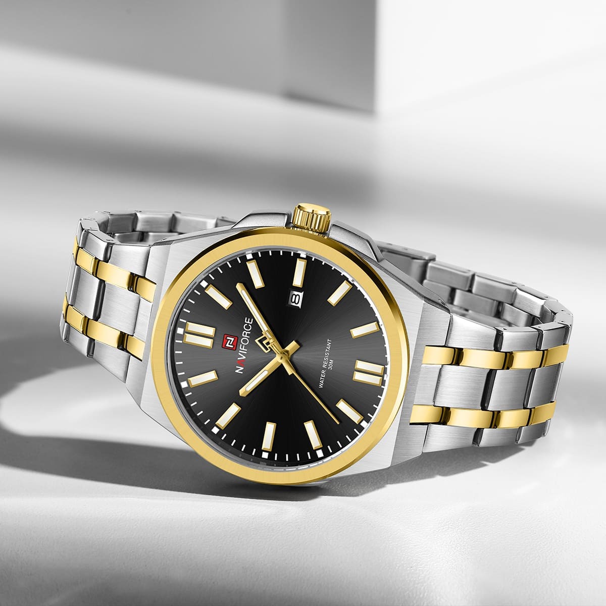 Naviforce NF9226-S-B-G Men's Business Watch – Black Dial & Silver-Gold Two-Tone Bracelet – view 4
