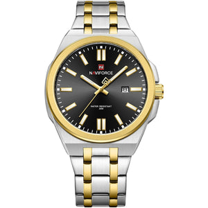 Naviforce NF9226-S-B-G Men's Business Watch – Black Dial & Silver-Gold Two-Tone Bracelet