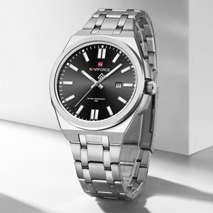 Naviforce NF9226-S-B-S Men's Business Watch – Black Dial & Silver Steel Bracelet – view 3
