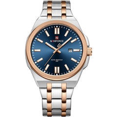 Naviforce NF9226-S-BE-RG Men's Business Watch – Blue Dial & Two-Tone Silver/Rose Gold Bracelet
