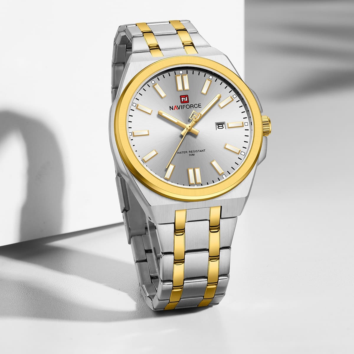 Naviforce NF9226-S-W-G Men's Watch – White Dial & Silver-Gold Two-Tone Strap – view 4