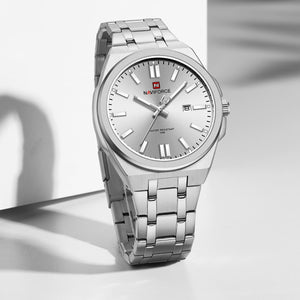Naviforce NF9226-S-W-S Men's Business Watch – White Dial & Silver Steel Bracelet – view 4