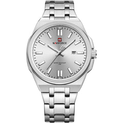 Naviforce NF9226-S-W-S Men's Business Watch – White Dial & Silver Steel Bracelet