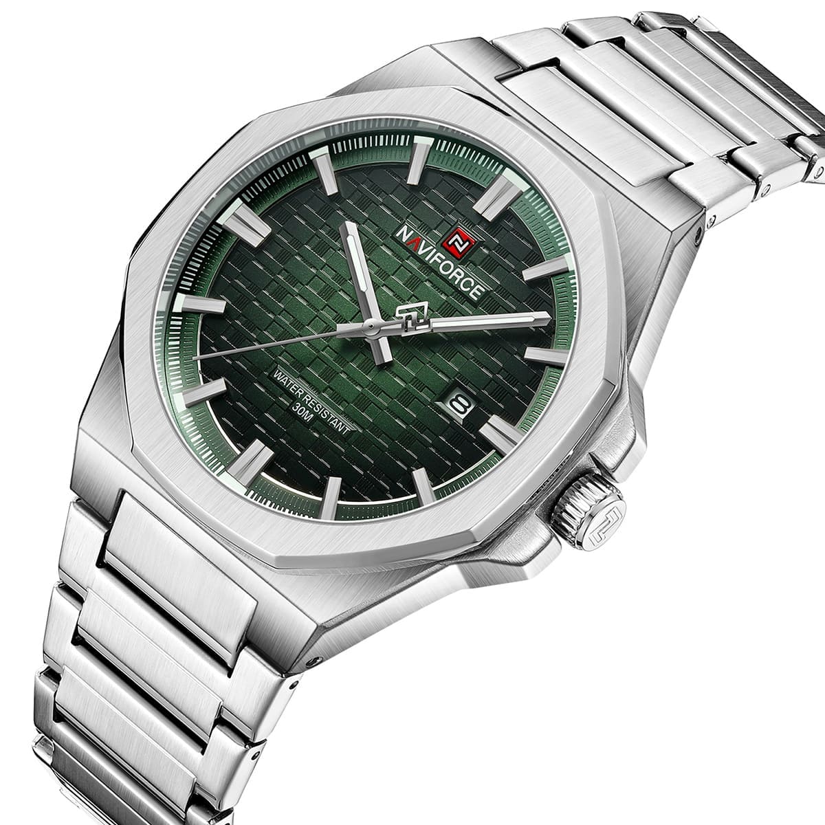 Naviforce NF9245-S-GN-S Men's Watch – Green Dial & Silver Steel Bracelet – view 2