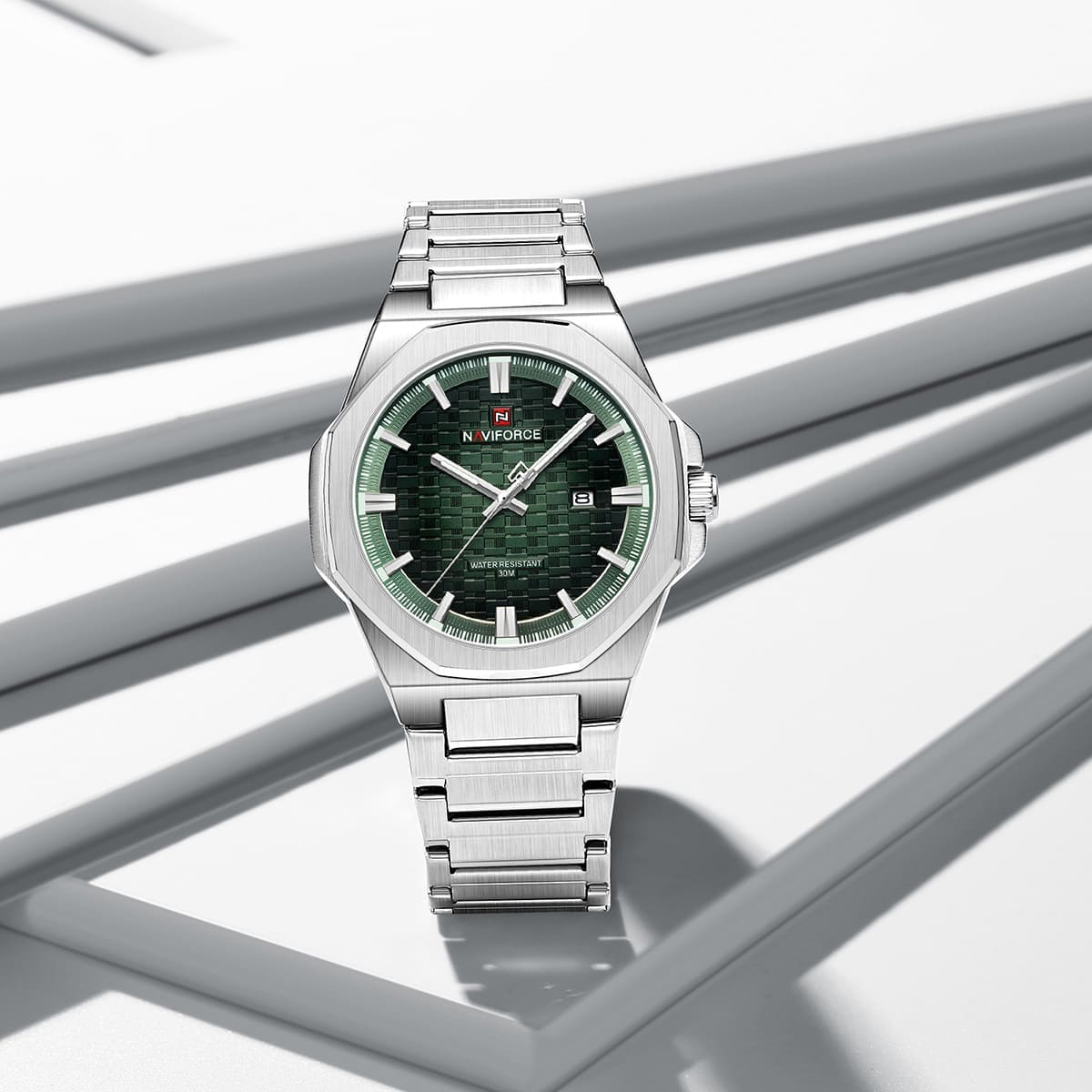 Naviforce NF9245-S-GN-S Men's Watch – Green Dial & Silver Steel Bracelet – view 3