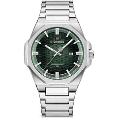 Naviforce NF9245-S-GN-S Men's Watch – Green Dial & Silver Steel Bracelet