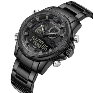 Naviforce NF9257-B-B-B Men's Digital-Analog Watch – Black Dial & Black Steel Strap – view 2