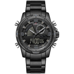 Naviforce NF9257-B-B-B Men's Digital-Analog Watch – Black Dial & Black Steel Strap