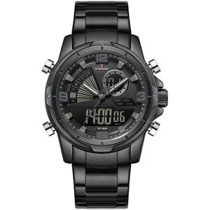 Naviforce NF9257-B-B-B Men's Digital-Analog Watch – Black Dial & Black Steel Strap