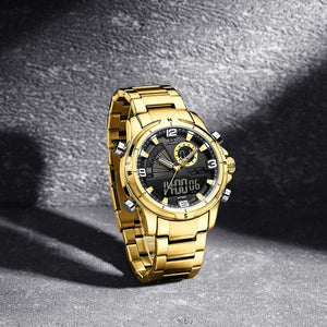 Naviforce NF9257-G-B-G Men's Digital-Analog Watch – Black Dial & Gold Steel Bracelet – view 3