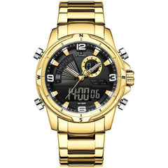 Naviforce NF9257-G-B-G Men's Digital-Analog Watch – Black Dial & Gold Steel Bracelet