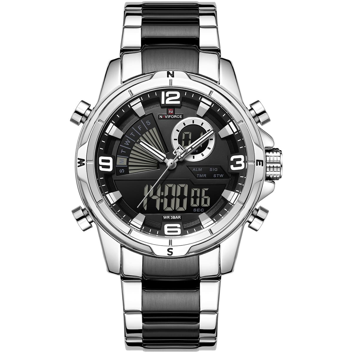 Naviforce NF9257-S-B-B Men's Watch – Black Dial & Two-Tone Steel Bracelet