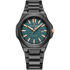 Naviforce NF9258-B-GN-B Men's Watch – Green Dial & Black Steel Strap