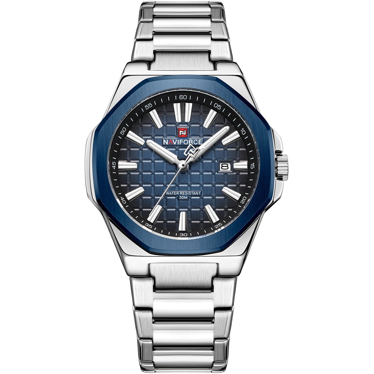 Naviforce NF9258-S-BE-S Men's Watch – Blue Dial & Silver Steel Strap