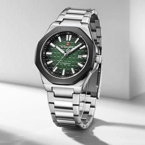 Naviforce NF9258-S-GN-S Men's Watch – Green Dial & Silver Steel Strap – view 3