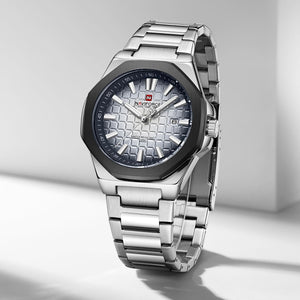 Naviforce NF9258-S-W-S Men's Watch – White Dial & Silver Steel Strap – view 3