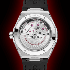 Omega Constellation 131.12.41.21.06.001 men's automatic watch, 41mm stainless steel – transparent caseback showing the automatic movement