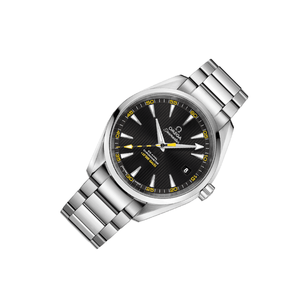 Omega Seamaster Aqua Terra 150M >15,000 Gauss 231.10.42.21.01.002 men's automatic watch, black dial, steel bracelet – right angle view
