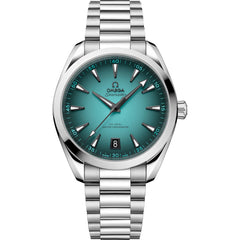 Omega Seamaster Aqua Terra 150M 220.10.41.21.03.006 men's automatic watch, 41mm stainless steel case, turquoise dial, steel bracelet – front view