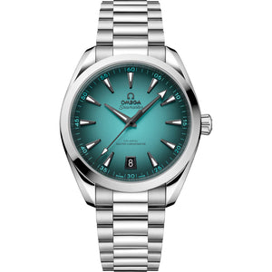 Omega Seamaster Aqua Terra 150M 220.10.41.21.03.006 men's automatic watch, 41mm stainless steel case, turquoise dial, steel bracelet – front view