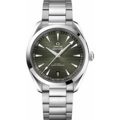 Omega Seamaster Aqua Terra 150M 220.10.41.21.10.001 men's automatic watch, 41mm stainless steel case, green teak dial, steel bracelet – front view