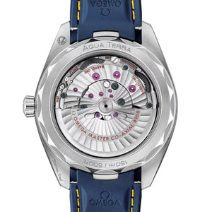 Omega Seamaster Aqua Terra 150M 220.12.41.21.03.009 men's automatic watch, 41mm stainless steel – transparent caseback showing the automatic movement