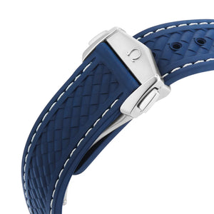 Omega Seamaster Aqua Terra 150M 220.12.41.21.06.001 men's automatic watch, 41mm stainless steel case, grey dial, blue rubber strap – strap clasp view
