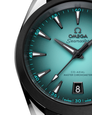 Omega Seamaster Aqua Terra 150M 220.32.41.21.03.001 men's automatic watch – turquoise gradient dial side close-up