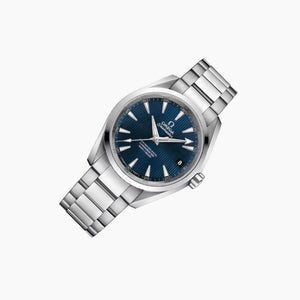 Omega Seamaster Aqua Terra 150M 231.10.42.21.03.003 men's automatic watch, 41.5mm stainless steel case, blue dial, steel bracelet – right angle view