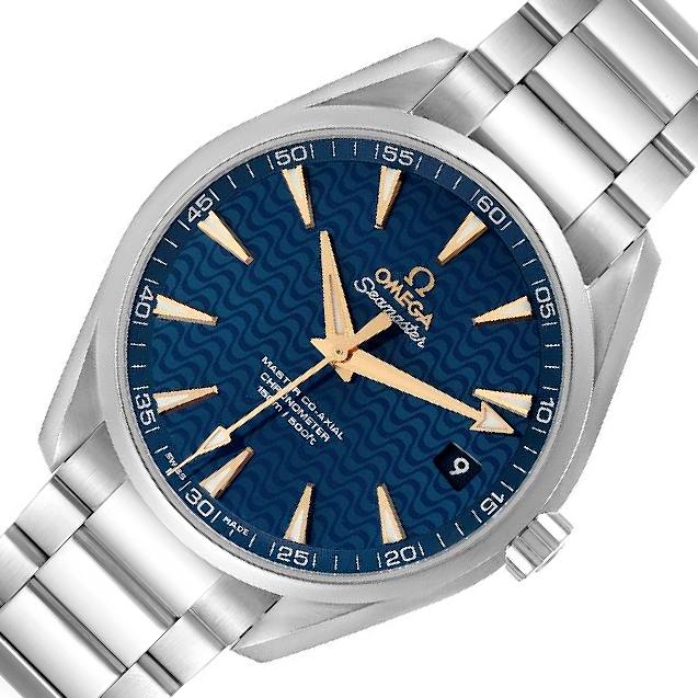 Omega Seamaster Aqua Terra 150M 231.10.42.21.03.006 men's automatic watch, blue dial, steel bracelet – angle close-up